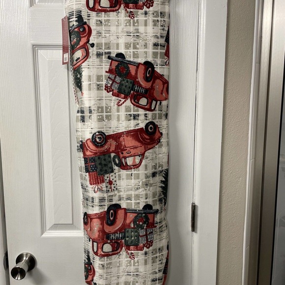 RED TRUCKS Plaid 50x70 Throw Blanket Christmas Tree by Dream Home Sherpa Back - Picture 6 of 10